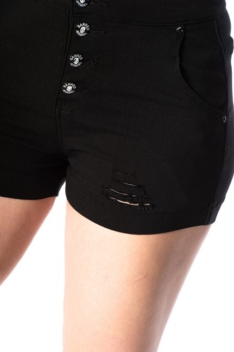 Black Rockabilly Vintage Rock Trashed & Ragged Shorts Hot Pants BANNED Apparel - Picture 4 of 5