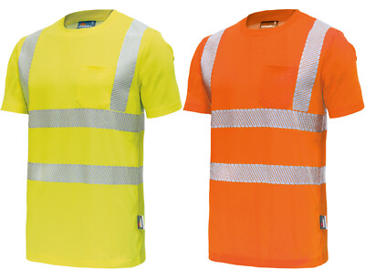 Vizwell Warnschutz T-Shirt Arbeitsshirt mit UV-Schutz floureszierend VWT313