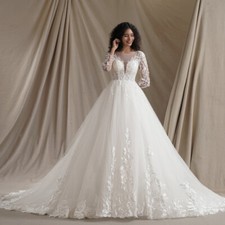 Full Sleeves Lace Gorgeous Wedding Dresses For Women Boho Romantic Bridal Gowns