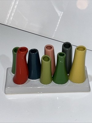 Schnittlauch Pooley 2 kleine Blumenknospenvasen rechteckiger Sockel mehrfarbig 8 Röhren