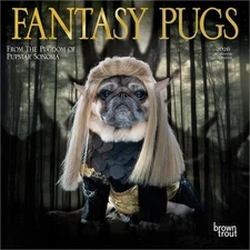 Fantasy Pugs OFFICIAL | 2026 7x14" (Hanging) Monthly Mini Wall Calendar