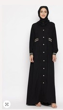 New Black Abaya Waist Embroidery Eid Ramadan Stylish Sz Small 56