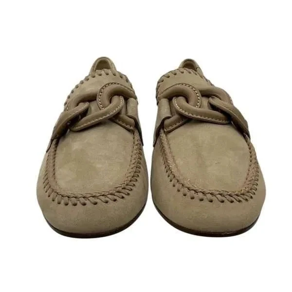 NUEVO TOD'S Mocasines de Gamuza Whipstitch Cadena Talla 40 / EE. UU. 9 Cappuccino - Venta al por menor $995 Foto 3 de 4