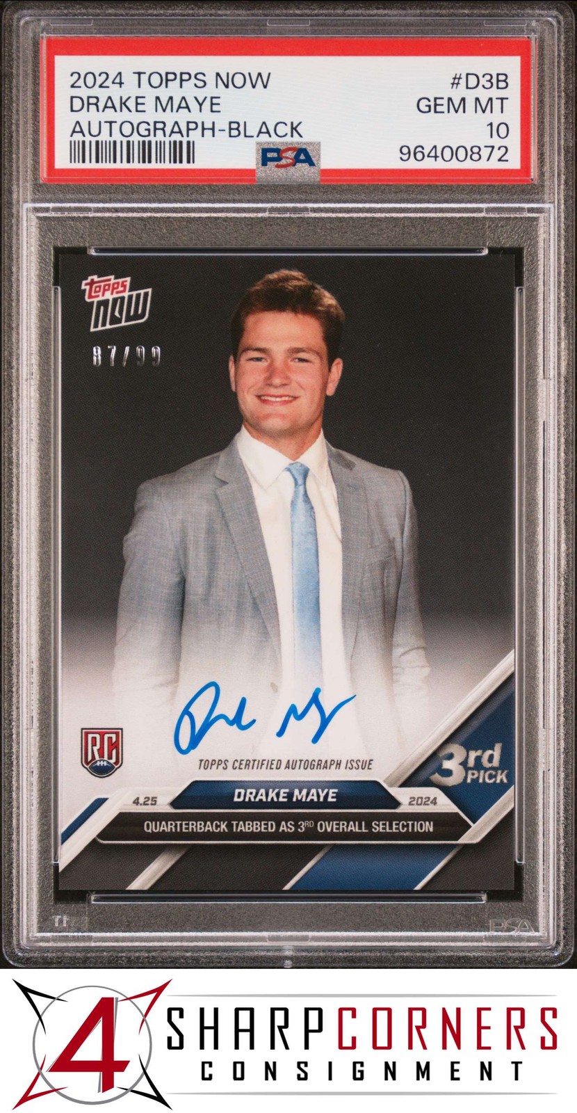 Drake Maye Topps Now #D3B Autograph-Black