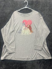 Disney Lady and The Tramp Classic Fit Tee Shirt Womens 4 Gray Cotton Long Sleeve