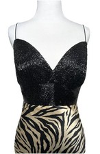 Jovani Zebra Beaded Mermaid Gown Silk Pageant Prom Y2K Dress Size 6/8