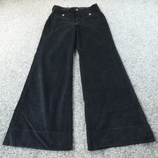 J Crew Pants Womens 29 Black Velvet Velour Chino Trouser Wide Leg Flare Stretch