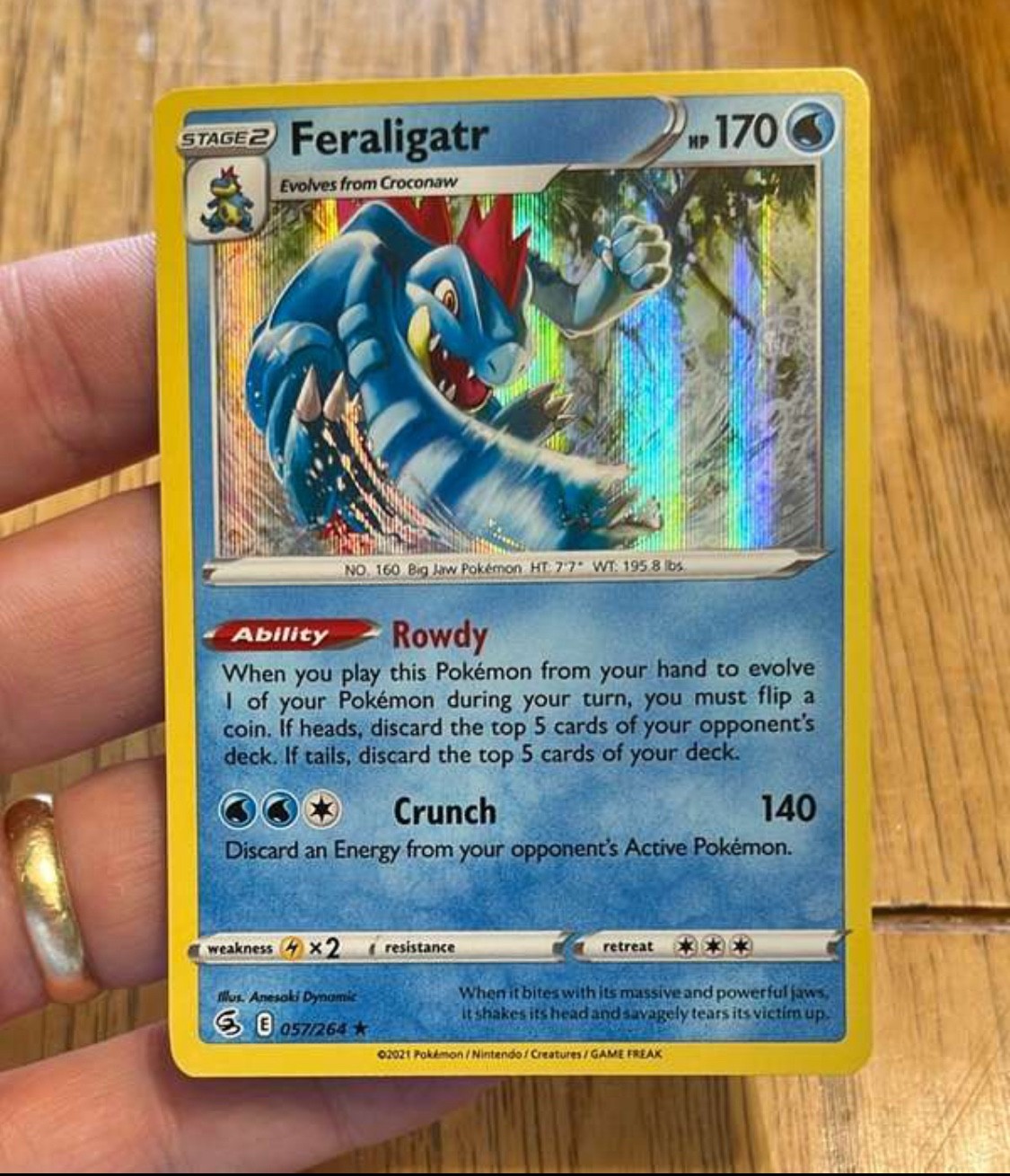 Feraligatr 057/264 NM Holo Fusion Strike Near Mint Foil Pokemon TCG Card 57/264