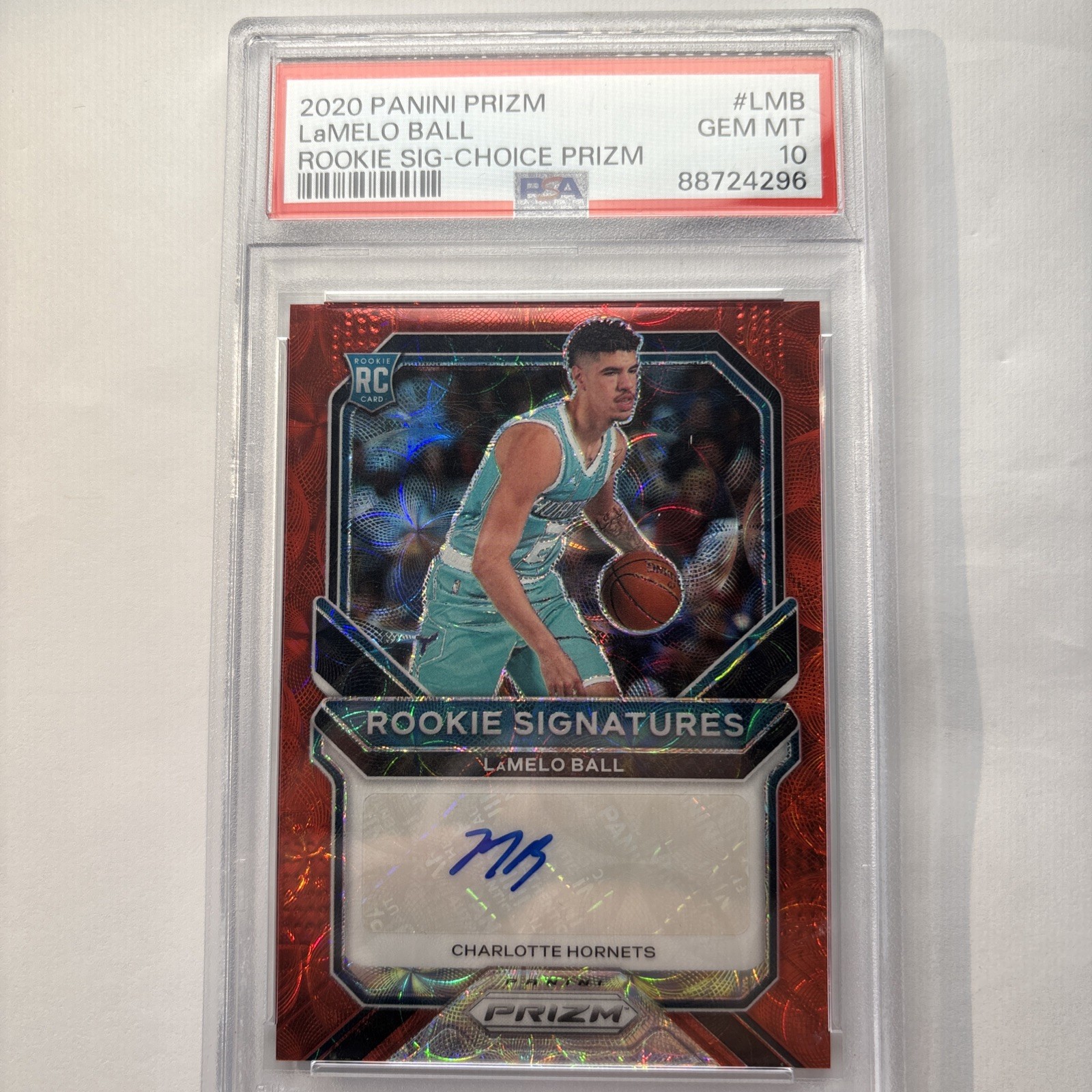 LAMELO BALL PSA 10 2020-21 PANINI PRIZM ROOKIE SIGNATURES PRIZM CHOICE RC AUTO