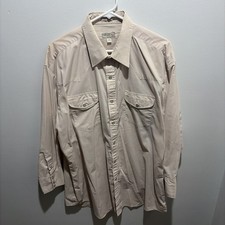 Sheplers Men's Vintage Western Pearl Snap Shirt Beige, Long Sleeve 17 1/2-33