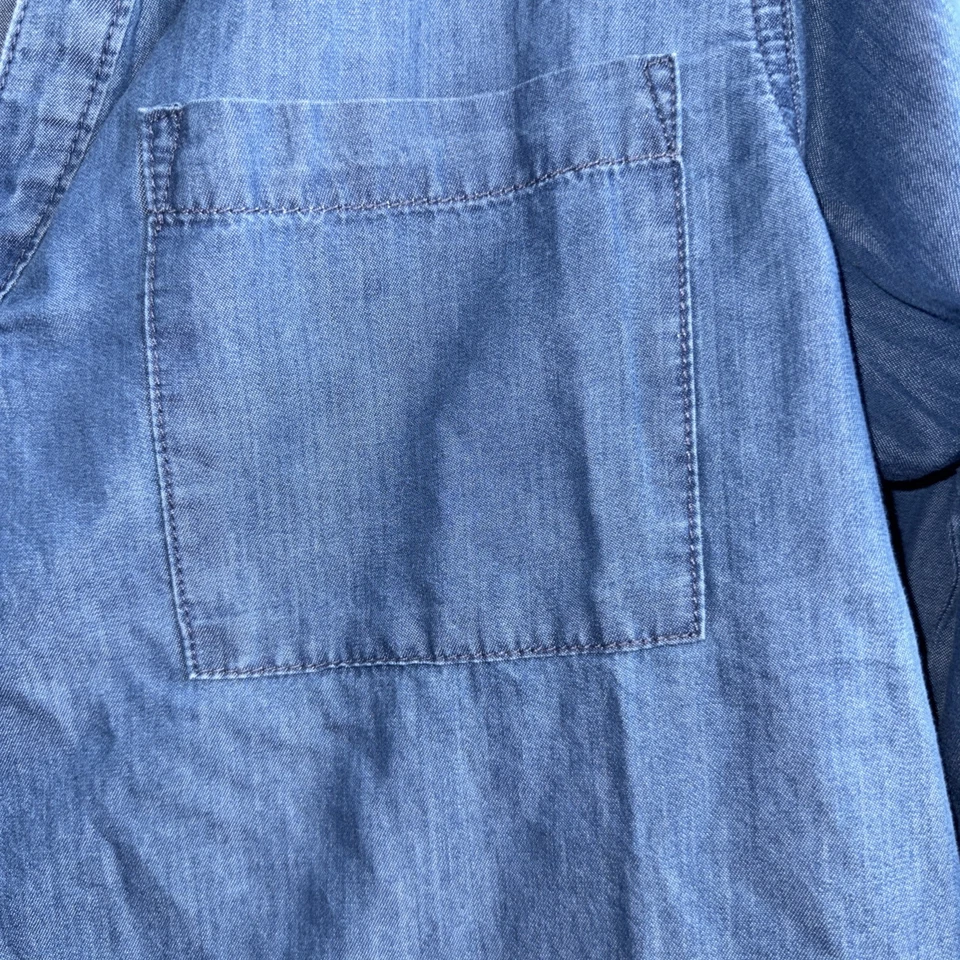 C&C California Denim Popover Top Size L Blue Casual V-neck Pocketed Western - Image 4 of 4