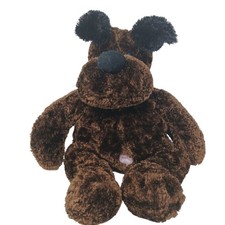 Brown Plush Dog Stuffed Animal 19" Soft Cuddly Toy W/ Pink Belly Button D-35