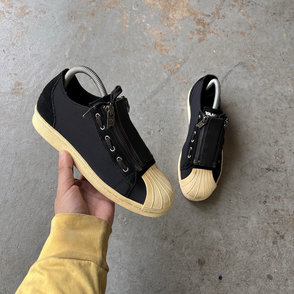 Y-3 Yohji Yamamoto Adidas SUPER ZIP LOW TOP SNEAKERS BLACK BB4800