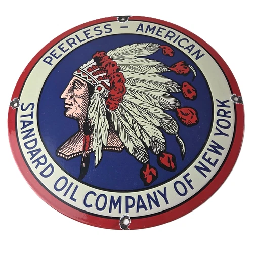 Vintage Peerless American Sign - Porcelain Standard Oil NY Advertising Gas Sign
