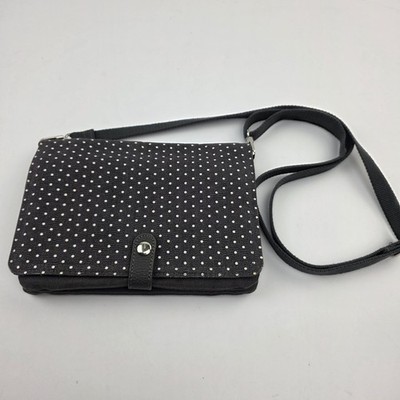 Thirty-One Double Up Crossbody Bag in Charcoal Swiss Dot