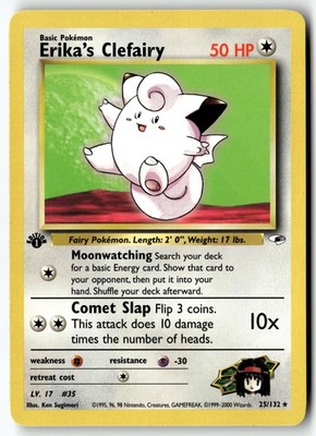 Pokemon Karte Erika's Clefairy LP Gym Heroes 1. Edition Rare 25/132