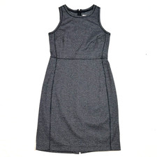 Ann Taylor Loft Gray Houndstooth Sheath Dress Size 2 Sleeveless Work Business