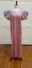 San Antonino Maxi Dress, Oaxaca Mexican dress. hand Embroidered. Silk Threads,