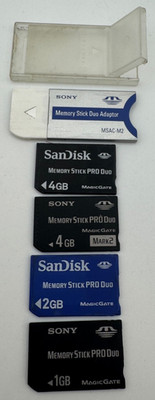 Sony MSAC-M2 Sony PSP Memory Stick Pro Duo Adapter + 4 Memory Cards