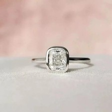 2CT Radiant-Cut VVS1 Moissanite Bezel Engagement Ring 14K White Gold Plated