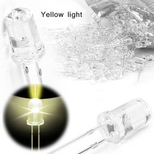 500/1000PCS 5mm Ultra Bright LED Yellow Light Lamp 20000mcd Super Bright New