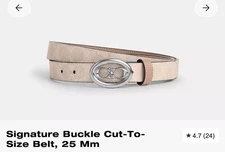 Coach Womens Signature Buckle Cut To Size Reversible Belt Signature beige Color 