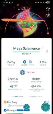 Shiny Mega Salamence ( Special Mega BG ) Pokémon Trading Go