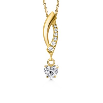 10K Yellow Gold 4MM Heart Shape Gemstone Birthstone and White Lab Grown Diamond
