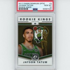 Graded 2017-18 Panini Donruss Optic JAYSON TATUM #3 Rookie Kings Card PSA 10