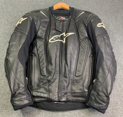 Alpinestars RC-1 Leather Motorcycle Jacket USA 40 EUR 50 Black Cowhide Protect - image 1 of 4