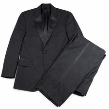Tallia Uomo Black Tuxedo Suit 100 Wool Men's 44L