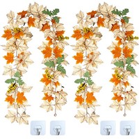 Herbstgirlande 2 StüCk 180Cm BläTter Beeren KüRbis Deko Wohnzimmer Essbereich