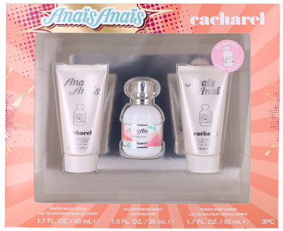 Anais Anais by Cacharel for Women Set: EDP + Body Lotion x2 (1.0+1.7+1.7oz) New