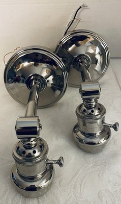 Pair Lot 2 Light Sconce Fixtures CHROME - NO SHADES Suitable for Damp Locations