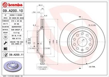 Brembo 09.A200.11 Brake Disc for Audi,Audi (FAW),AUDI (SAIC),CHRYSLER,CUPRA,SEAT