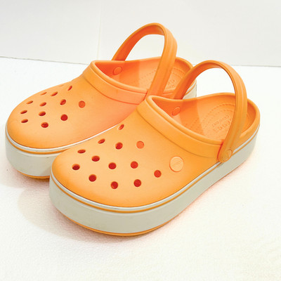 Crocs Crocband Platform Clog W8 Cantaloupe Orange Melon Slingback Mule