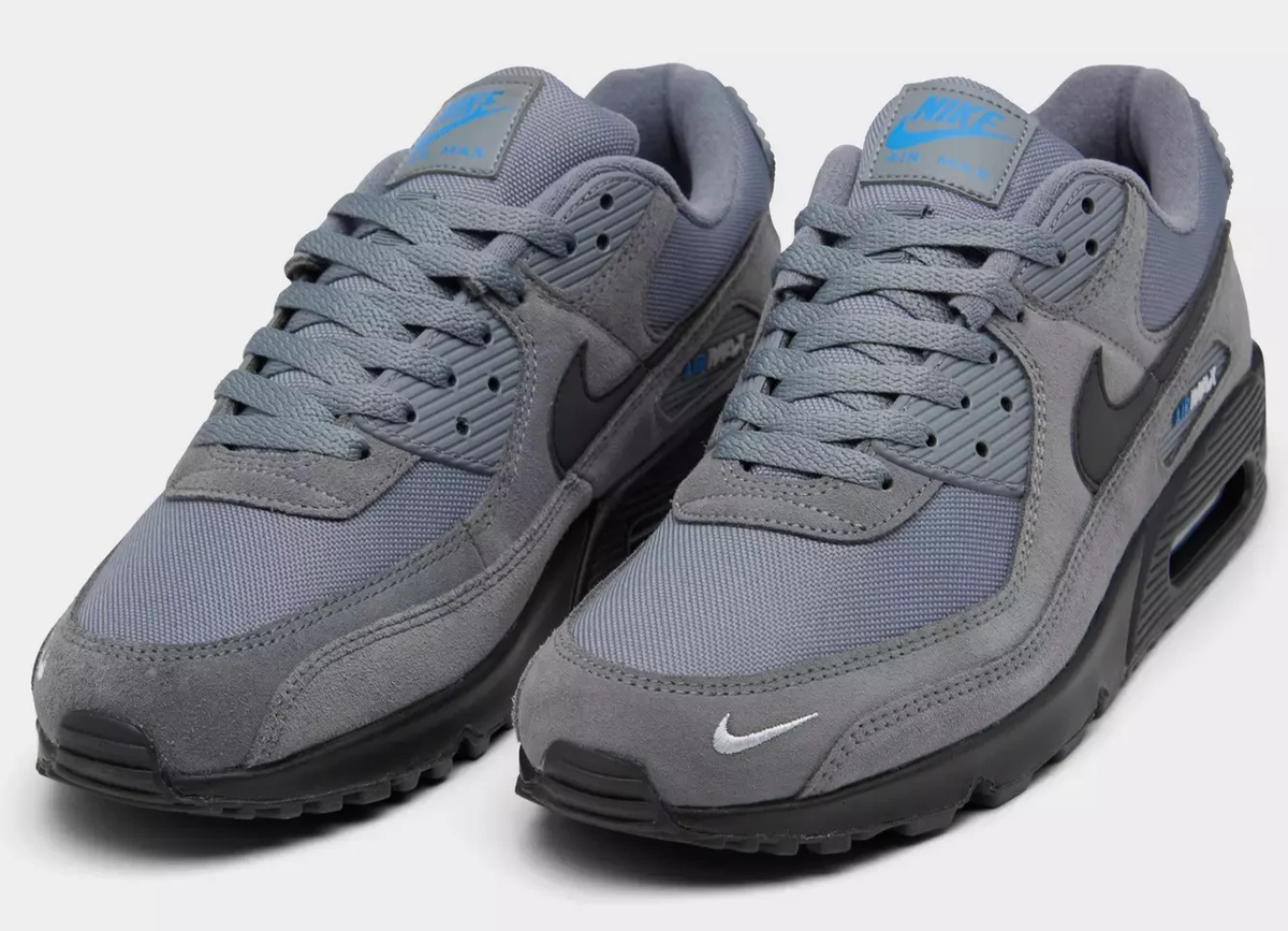 NEW Nike AIR MAX 90 Men's Casual Shoes SMOKE GREY BLUE BLACK US