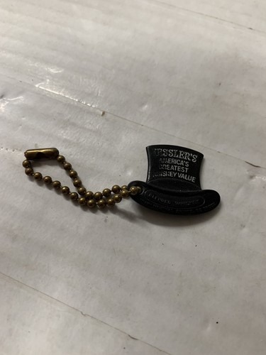 Vintage Kessler's Whiskey Smooth As Silk Plastic Keychain Hat Logo