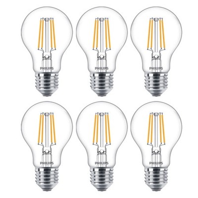 6 x Philips LED Filament Lampen Birnen 4,3W = 40Watt E27 klar 470lm warmweiß