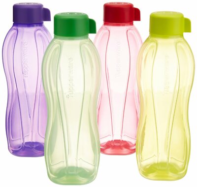 4 PC Tupperware 1 litre (1000 ml) Aqua Safe Water Bottle, Family Set New Colors 