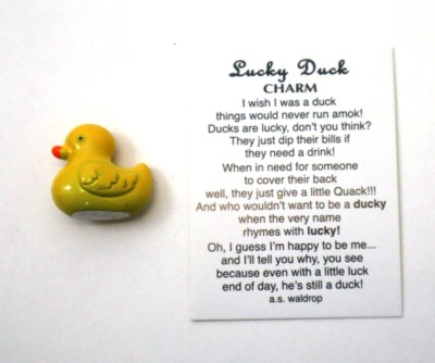 T2 LUCKY DUCK rubber ducky CHARM pocket token miniature figurine ganz good luck