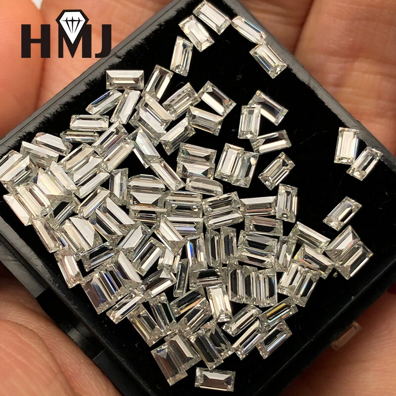 D White Baguette Diamond Cut Rectangle Loose Moissanite Stone VVS Color Jewelry - Image 2 of 4