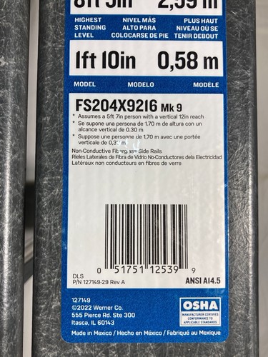 Werner Industries Fiberglass 4 foot Step Ladder 225-lb Type II Gray ...