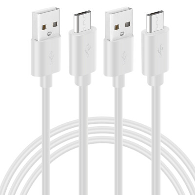 2er-Pack 6,6ft USB-auf-Micro-USB-Strom-Verlängerungskabel langes Ladekabel weiß