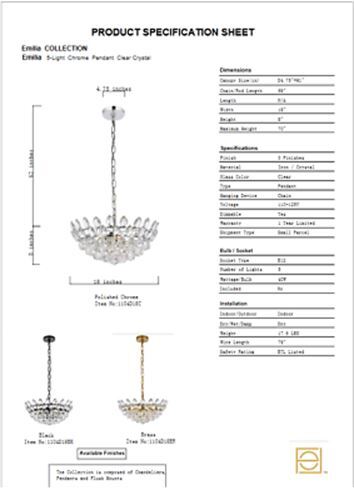 Chandelier Light Fixture Crystal Pendant Chrome Living Dining Room Lighting 18in - Picture 9 of 9