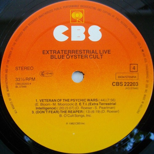 Blue Öyster Cult "Extraterrestrial Live"CBS 22203 - Holland 1982Vinile Usato NM - Imagen 7 de 7