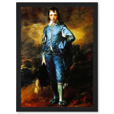 Gemälde Portrait Studie Gainsborough Blue Boy gerahmt A3 Wandbild Kunstdruck
