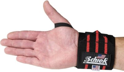 Schiek Sports Model 1112 Heavy Duty 12'' Weight Lifting Wrist Wraps - Black/Red