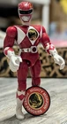 Vintage Bandai 1995 Talking Mighty Morphin Power Rangers Red Ranger & Badge