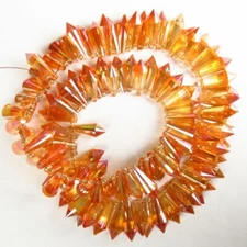 20x8mm Faceted Orange Crystal Hexagonal Pendulum Loose Beads D89853